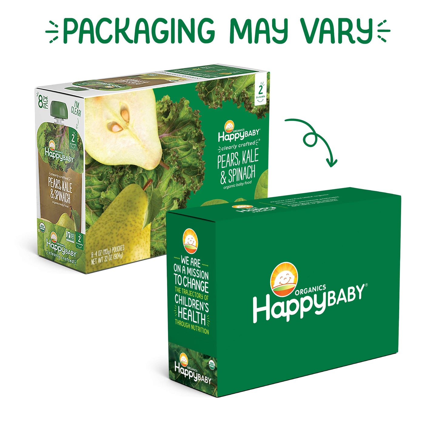 Happy Baby Organics Stage 2 Baby Food Pouches, Gluten Free, Vegan & Healthy Snack, Clearly Crafted Fruit & Veggie Puree, Fruit & Veggie Variety Pack, 4 Ounces (Pack of 10), Amazon Exclusive