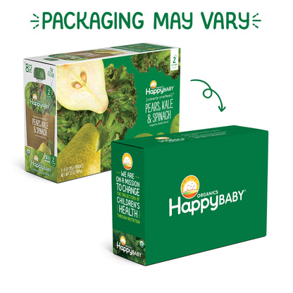 Happy Baby Organics Stage 2 Baby Food Pouches, Gluten Free, Vegan & Healthy Snack, Clearly Crafted Fruit & Veggie Puree, Fruit & Veggie Variety Pack, 4 Ounces (Pack of 10), Amazon Exclusive