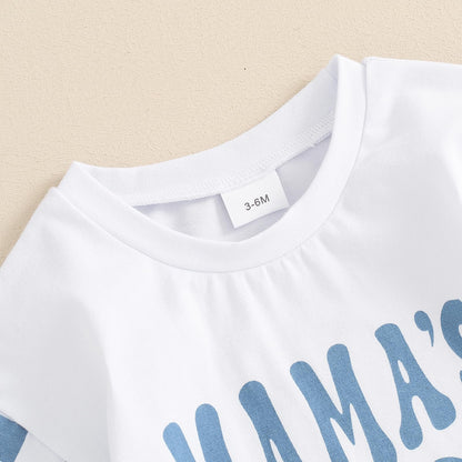 Newborn Infant Baby Boy Summer Outfit Mamas Boy Baby Clothes Boy Oversized Romper Shirts Short Sleeve Onesie