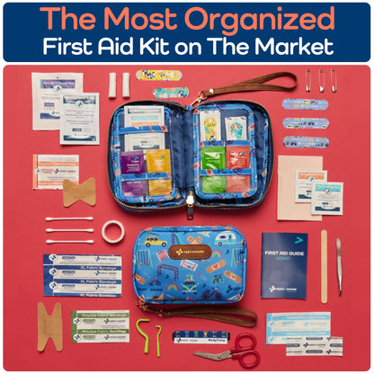 KeepGoing Travel First Aid Kit for Kids – 130 Pc. for Car, Home, Purse, Diaper Bag & Backpack with Latex-Free Bandages - Mini First Aid Kit Travel Size TSA-Approved
