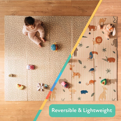 Nuby Reversible Baby Floor Mat - Foldable and Lightweight Baby Play Mat for Floor - Easy Storage and Travel - Stars and Sky