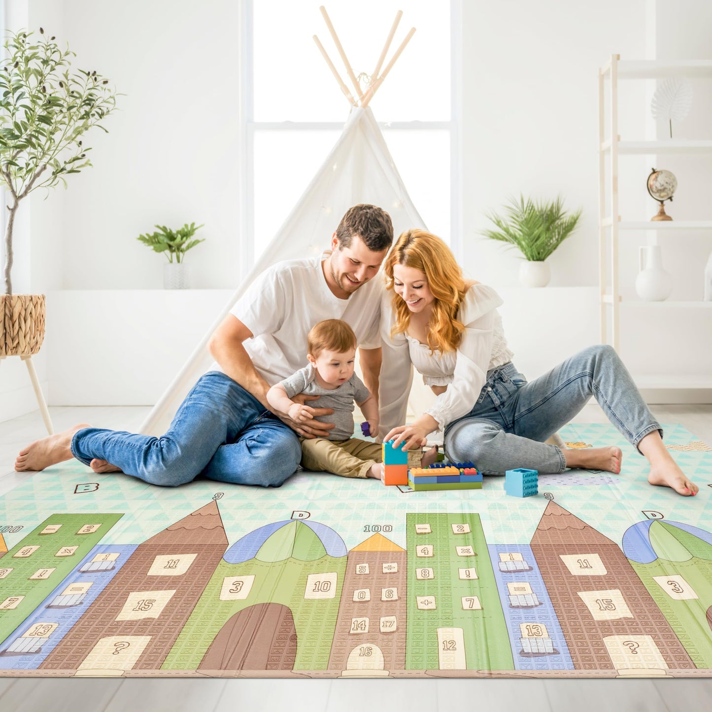 Sorbus Foldable Baby Play Mat, Kids Foam Mats for Floor with Travel Bag - Waterproof Foldable Play Mats for Babies, Infants, Toddlers, and Kids Playtime & Tummy Time 78x70x0.4 (Safari Party)