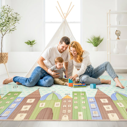 Sorbus Foldable Baby Play Mat, Kids Foam Mats for Floor with Travel Bag - Waterproof Foldable Play Mats for Babies, Infants, Toddlers, and Kids Playtime & Tummy Time 78x70x0.4 (Safari Party)