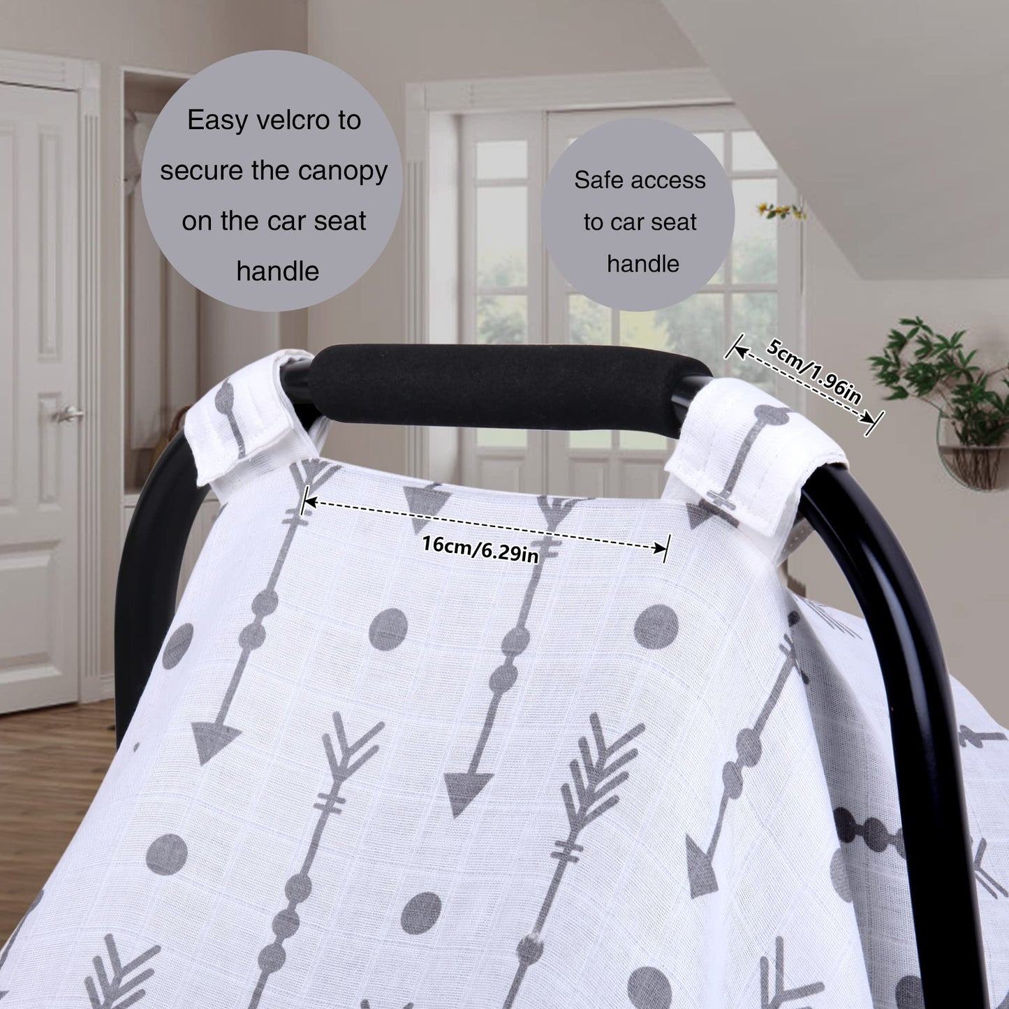 Rquite Car Seat Cover, Muslin Cotton Infant Car Seat Canopy, Breathable Baby Carrier Cover, Summer Stroller Sun Shade, Flower