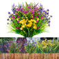 12 Bundles Artificial Flowers Outdoor UV Resistant Fake Plastic Plants Indoor Outside Hanging Plants Garden Porch Window Box Home Wedding Farmhouse Festive Shrub Decor (Pink)