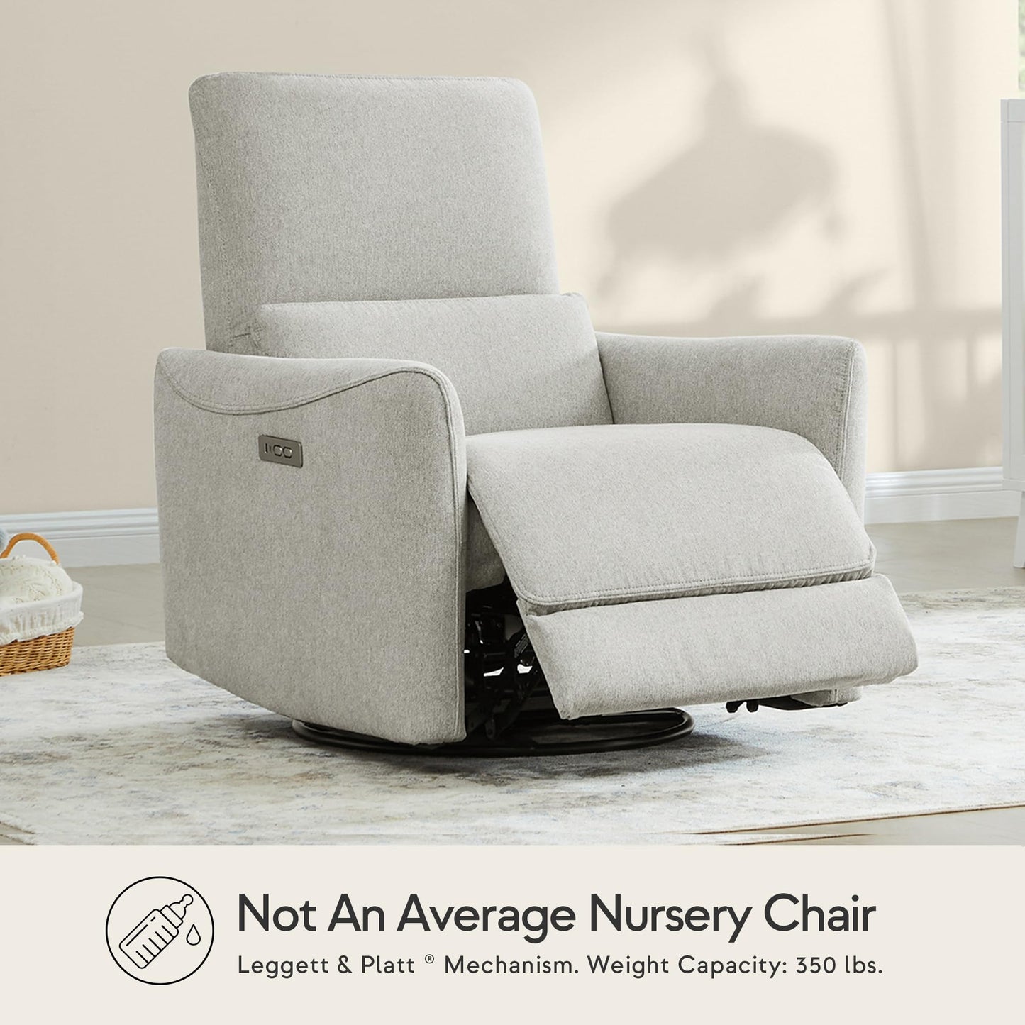CHITA Power Recliner Chair Swivel Glider, FSC Certified Upholstered Living Room Nursery Reclining Sofa Chair with Lumbar Support, Linen