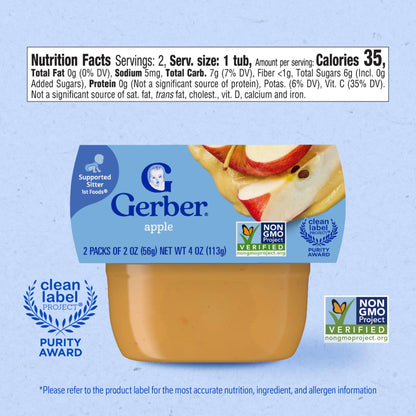 Gerber 1st Foods Baby Food Banana Puree, Natural & Non-GMO, 2 Ounce Tubs, 2-Pack (Pack of 8)