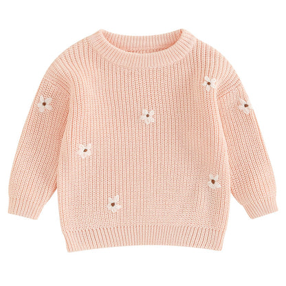 Mubineo Baby Girl Winter Clothes Cute Flower Sweater Crewneck Pullover Long Sleeve Knit Newborn Infant Sweaters