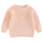 Mubineo Baby Girl Winter Clothes Cute Flower Sweater Crewneck Pullover Long Sleeve Knit Newborn Infant Sweaters