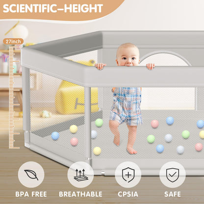 Baby Playpen 50x50 Inch, Play Pens for Babies and Toddlers Baby Fence Baby Play Yards for Indoor & Outdoor with Breathable Mesh Anti-Fall Playpen