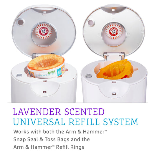 Munchkin® STEP™ Diaper Pail Powered by Arm & Hammer, #1 in Odor Control, Award-Winning, Includes 1 Snap, Seal & Toss™ Bag, 1 Starter Refill Ring, and 1 PUCK™ Baking Soda Cartridge