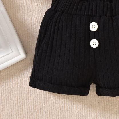 Unutiylo Baby Boy Outfits 0-12 Months Short Sleeve Romper Suspenders Pants Spring Summer clothes