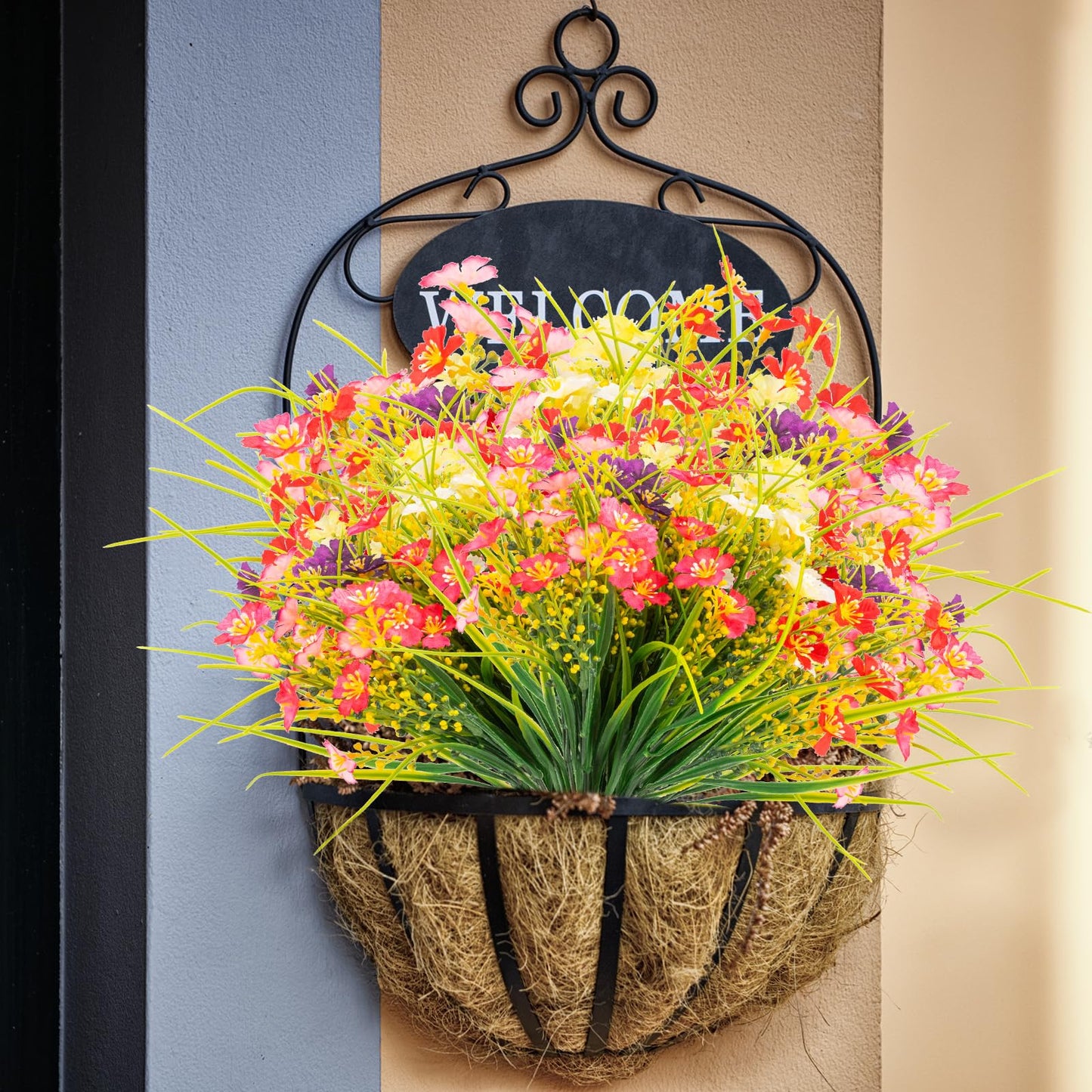 12 Bundles Artificial Flowers Outdoor UV Resistant Fake Plastic Plants Indoor Outside Hanging Plants Garden Porch Window Box Home Wedding Farmhouse Festive Shrub Decor (Pink)