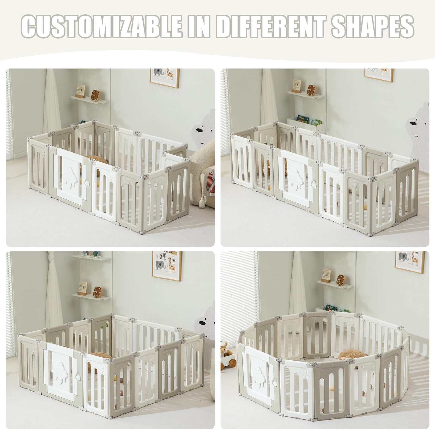 Baby Play Pen - 14 Panels Extra Large Foldable Playpen for Toddlers, UFO Portable Fence, Gate, Yard - Blue