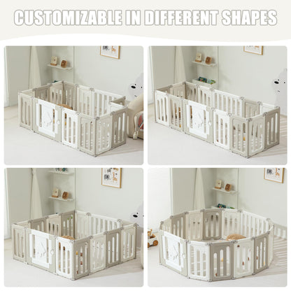 Baby Play Pen - 14 Panels Extra Large Foldable Playpen for Toddlers, UFO Portable Fence, Gate, Yard - Blue