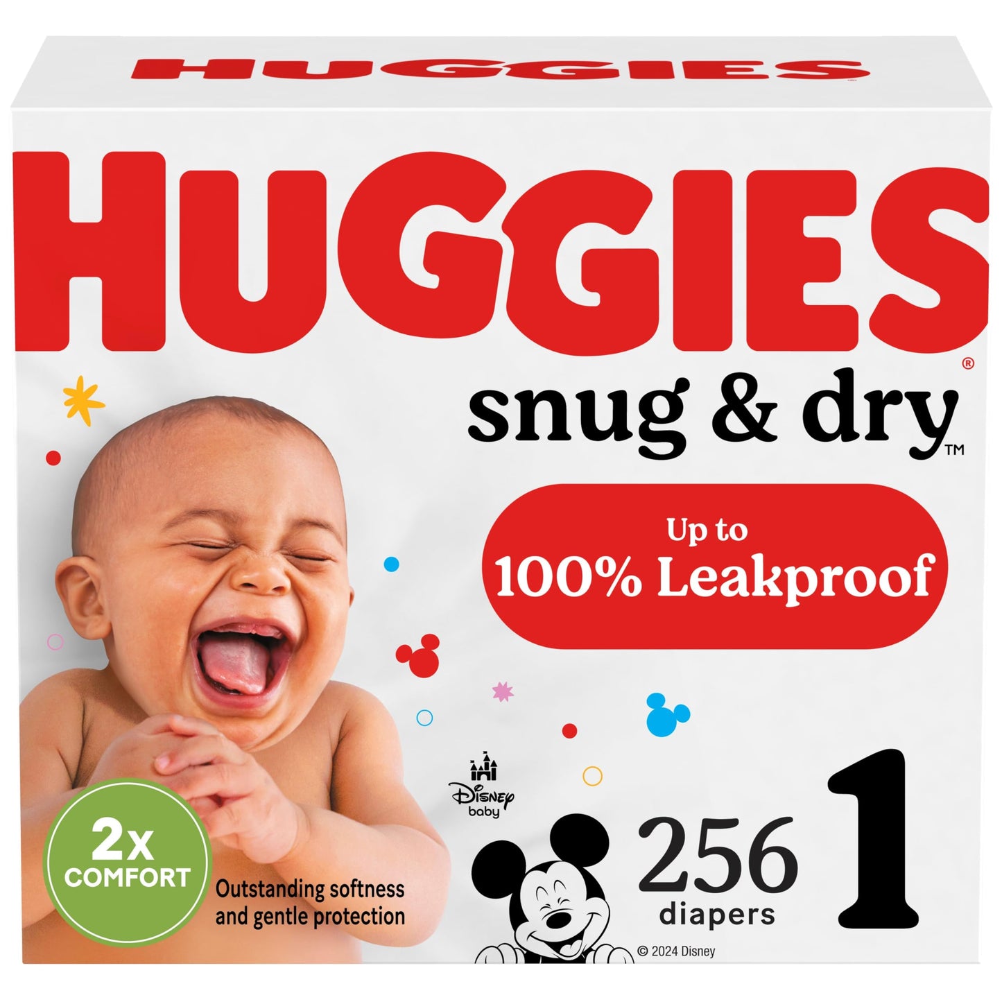 Huggies Size 1 Diapers, Snug & Dry Newborn Diapers, Size 1 (8-14 lbs), 38 Count, Packaging May Vary