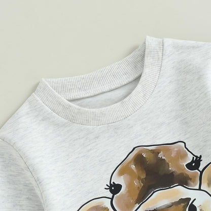 Pudcoco Toddler Baby Boys Girls Fall Clothes Farm Animal Outfit Horse Cow Chicken Sweatshirt and Jogger Pants Set