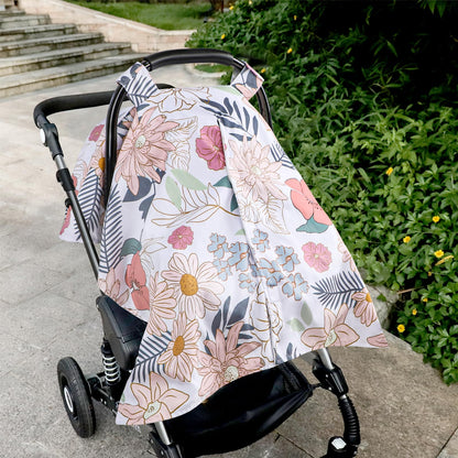 Car Seat Cover Baby, Infant Car Seat Canopy Covers for Newborn Girls Boys, Soft Breathable Mink Carseat Covers Stretchy Multi-Use Nursing Cover for Stroller Baby Car Seat, Purple Flroal