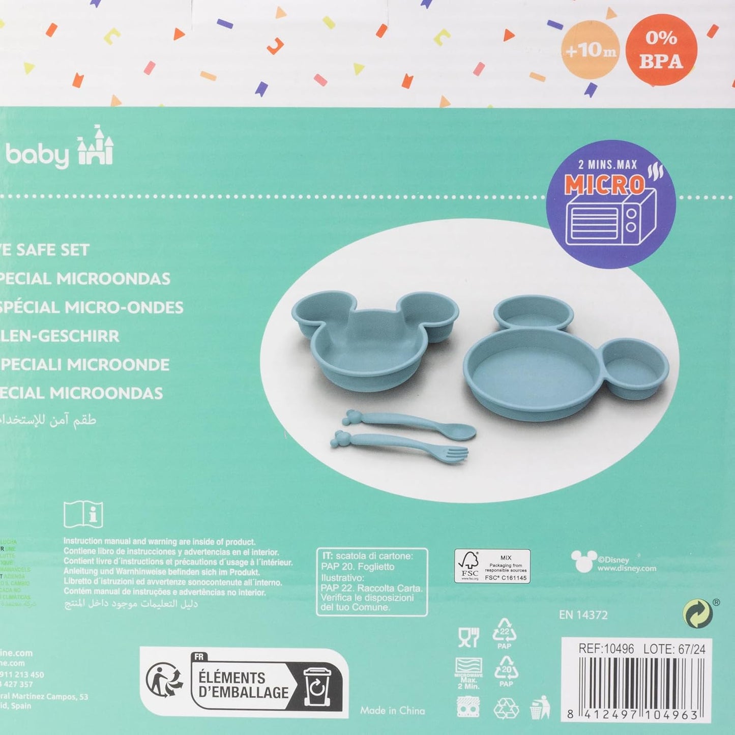 Toddler 4-Piece Polypropylene Cookware Set (Plates, Bowl and Cutlery), in Mickey Mouse Box