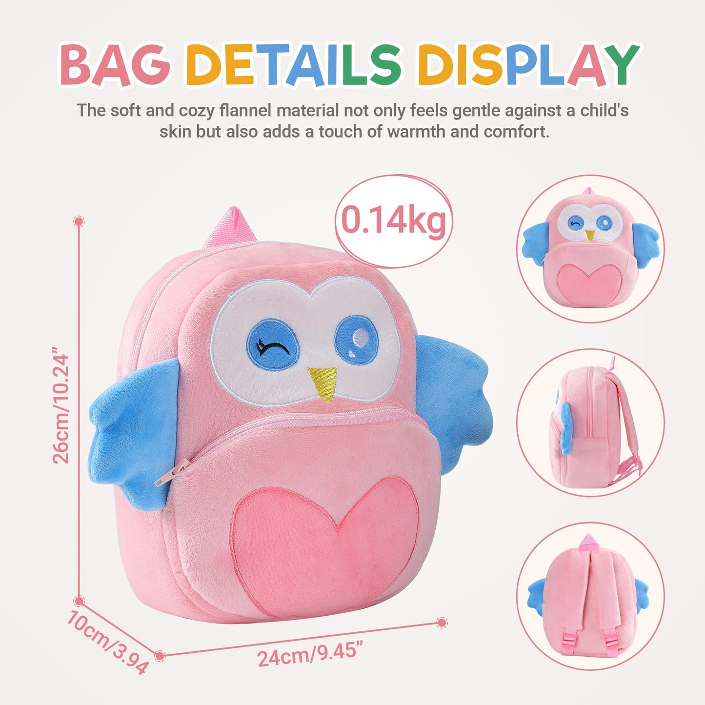 MICHLEY Toddler Backpack Plush Animal SchoolBag Cartoon Girls Travel Bag Mini Baby Daypack for Kids Kindergarten Pre School Bags, Cow
