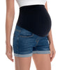 V VOCNI Maternity Denim Shorts Women's Summer High Waist Distressed Cuffed Hem Casual Denim Jeans Short