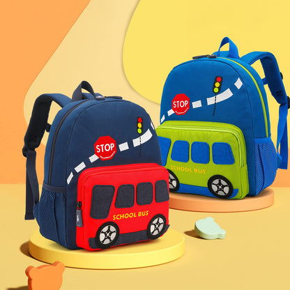 Car Dinosaur Kids Toddler Backpack for Boys and Girls Children Waterproof Preschool Bag(Red Music Party)