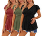Ekouaer Maternity Shirts 3 Packs Flying Short Sleeve Nursing Tops Pregnancy Clothes