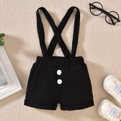 Unutiylo Baby Boy Outfits 0-12 Months Short Sleeve Romper Suspenders Pants Spring Summer clothes