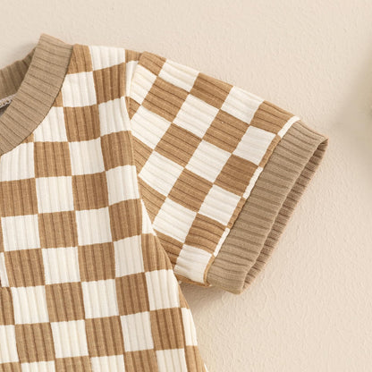 Newborn Baby Boy Girl Clothes 3 6 9 12 18 Months Ribbed Knit Short Sleeve Romper Shorts Set Infant Summer Outfits