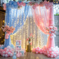 White Tulle Backdrop Curtain with Lights String for Parites 10×8ft Sheer Backdrop Curtains White Curtain Backdrop for Wedding Baby Shower Birthday Party Photo Shoot Decorations(2 Panels 10ft×8ft)