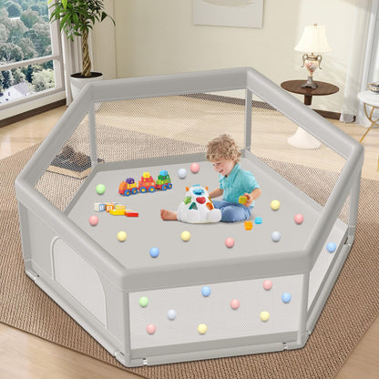 Baby Playpen 50x50 Inch, Play Pens for Babies and Toddlers Baby Fence Baby Play Yards for Indoor & Outdoor with Breathable Mesh Anti-Fall Playpen