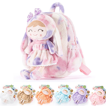 Gloveleya Toddler Backpack Baby Ballerina Girl Gifts Plush Curly Hair Ballet Backpack - Black Blonde 9 inches