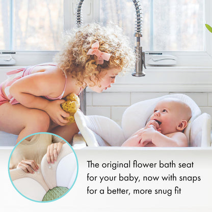 Blooming Bath Baby Bath Seat - Baby Tubs for Newborn Infants to Toddler 0 to 6 Months and Up - Baby Essentials Must Haves - The Original Washer-Safe Flower Seat (Lotus, Gray/White/Yellow)