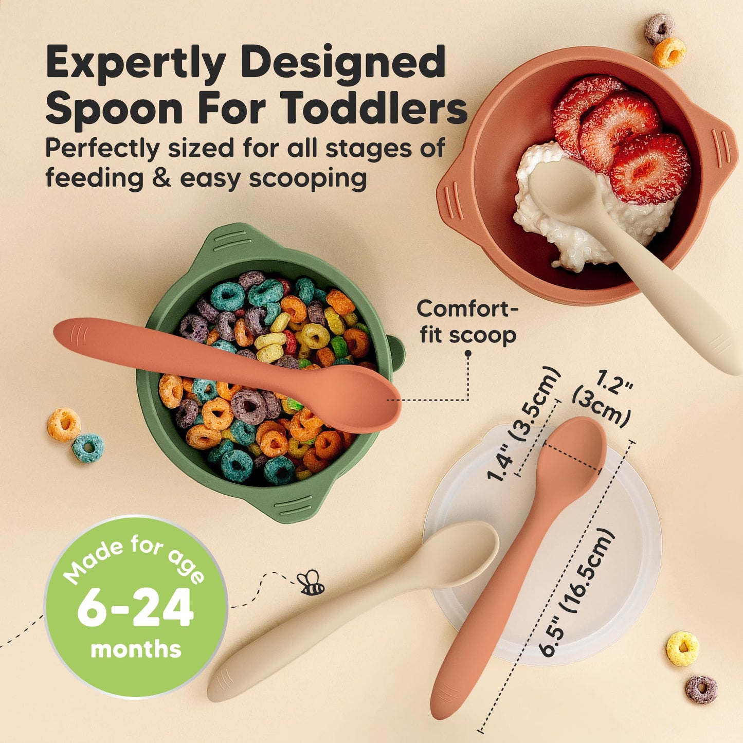 KeaBabies Silicone Baby Spoons, Self Feeding 6-12 months - 3-Pack Baby Weaning Eating Utensils, Toddler First Food Training Spoon, Infant, Kids Feeding Supplies Essential Set, Dishwasher-safe (Slate)
