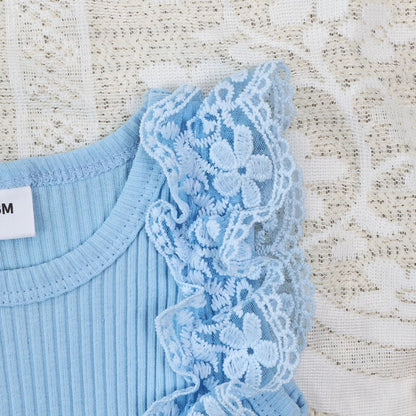 Baby Girl Clothes Newborn Romper Dress Infant Lace Ruffle Sleeveless Summer Outfits with Headband 0-12 Months