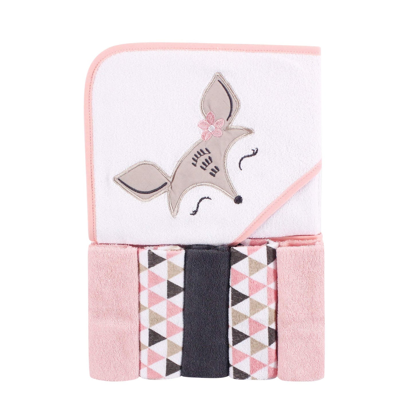 Luvable Friends Unisex Baby Hooded Towel with Five Washcloths, Cotton,Polyester,Ikat Elephant, One Size