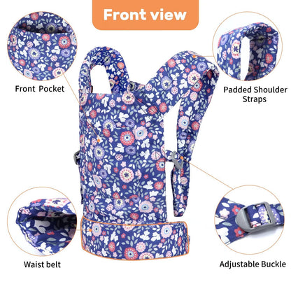 Baby doll carrier for baby girl Premiums soft straps and skin-friendly webbing stuffed animal carrier for kids and toddler facing in facing out and backpack 18 inch doll little flowers design