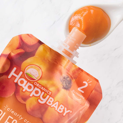 Happy Baby Organics Stage 2 Baby Food Pouches, Gluten Free, Vegan & Healthy Snack, Clearly Crafted Fruit & Veggie Puree, Fruit & Veggie Variety Pack, 4 Ounces (Pack of 10), Amazon Exclusive