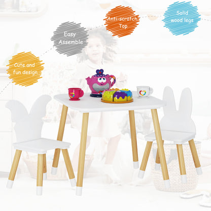 UTEX Kids Wood Table and Chair Set, Kids Play Table with 2 Chairs,3 Pieces Kids Round Table for Toddlers, Girls, Boys,White