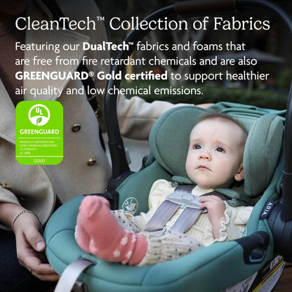 UPPAbaby Aria Lightweight Infant Car Seat/Just Under 6 lbs for Easy Portability/Base with Load Leg + Infant Insert Included/Direct Stroller Attachment/Declan (Oat Mélange/Chestnut Leather)