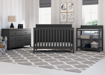 Storkcraft Alpine Changing Table (Black) – GREENGUARD Gold Certified Nursery Changing Table, Includes Water-Resistant Changing Pad, 2 Shelves for Nursery Storage and Organizing
