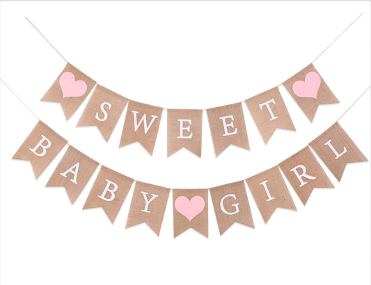 Sweet Baby Boy Burlap Banner - Rustic Baby Shower Decorations, Photo Props (Sweet Baby Boy Blue)