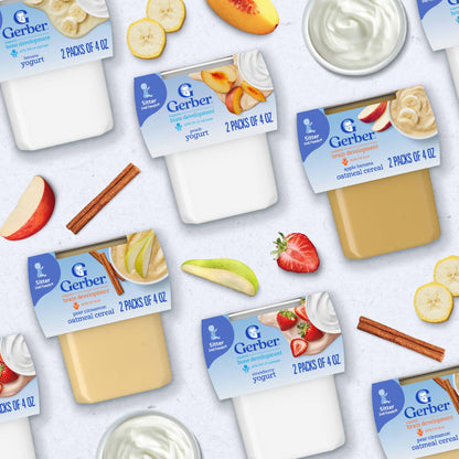 Gerber Baby Food, Yogurt Blends Snack, Banana, 2nd Foods, Baby Snacks, Baby Yogurt, Baby Food Stage 2, No Artificial Flavors or Sweeteners, No Preservatives, 4 oz Tubs (Pack of 2)