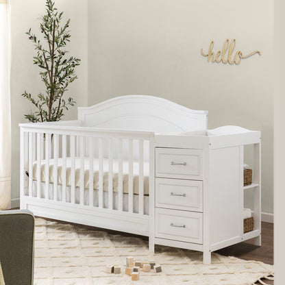DaVinci Charlie 4-in-1 Convertible Mini Crib and Changer Combo in White, Greenguard Gold Certified