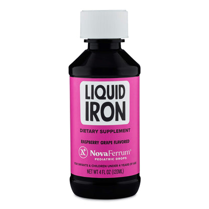NovaFerrum Yummy | Pediatric Drops Liquid Iron Supplement for Infants and Toddlers | Liquid Iron for Kids | 15mg of Iron Per 1mL Dose | Ages 4 & Under | Gluten Free Certified | Sugar-Free | Raspberry