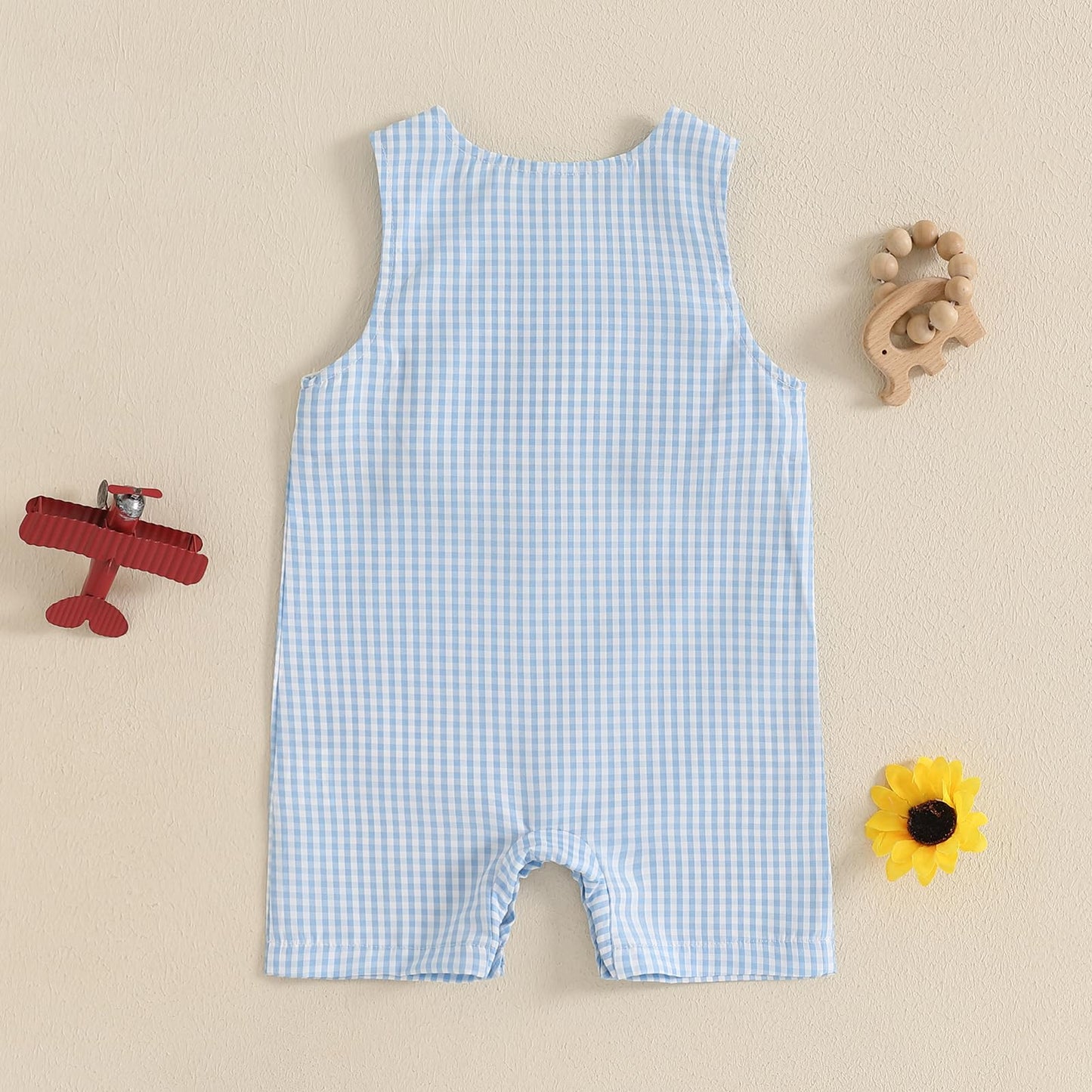 Baby Boy Summer Clothes Sleeveless Embroidery Dinosaur Striped Retro Romper Jumpsuit Smocked Shortall