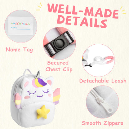 Kasqo Toddler Backpack for Boys and Girls, Kids Backpack Small Cute Animal Soft Plush Mini Backpack for 1-6 Years
