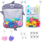 2 x Mesh Bath Toy Organizer + 8 Ultra Strong Hooks – The Perfect Bathtub Toy Holder & Bathroom or Shower Caddy – These Multi-use Net Bags Make Baby Bath Toy Storage Easy – For Kids & Toddlers