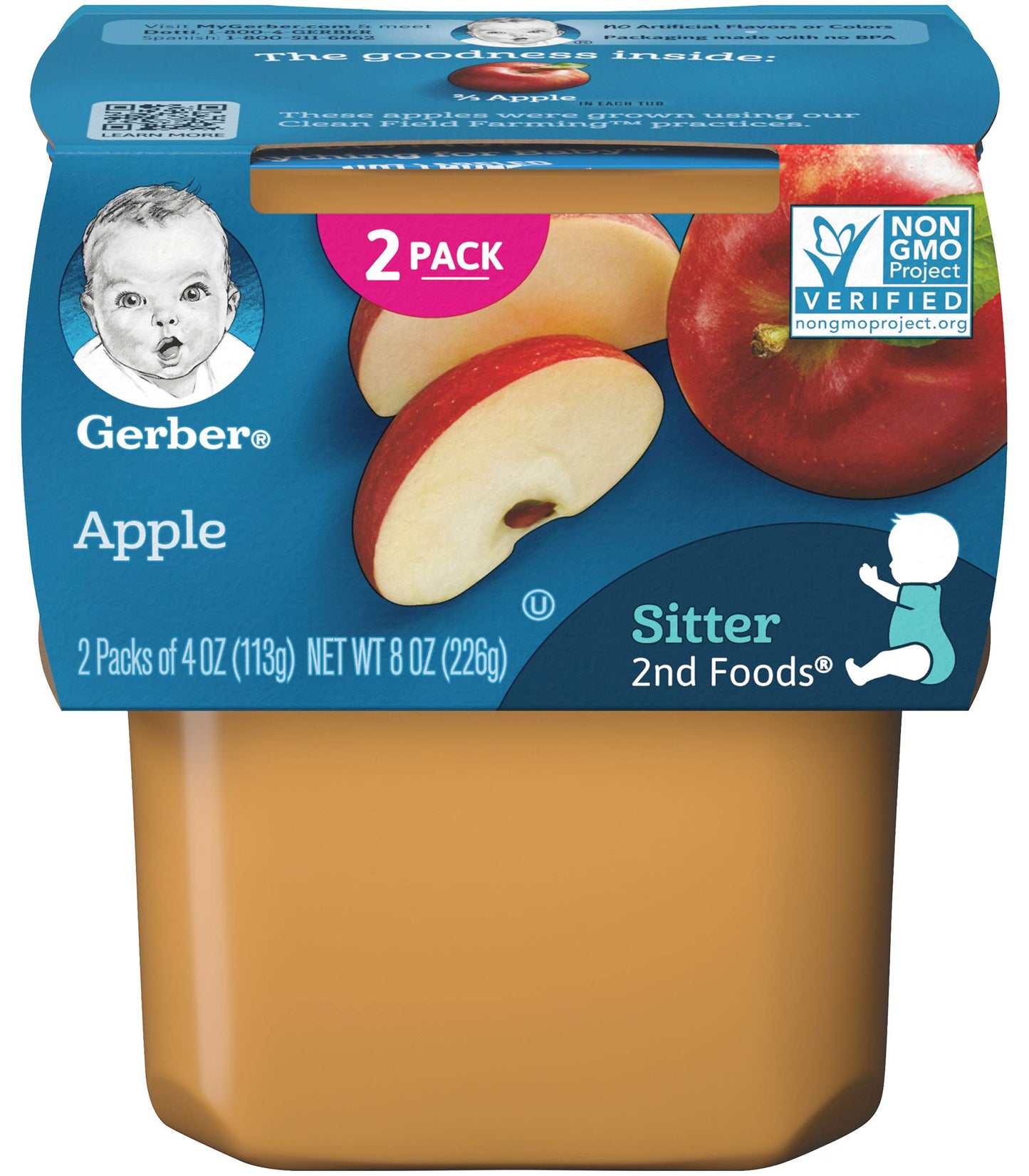 Gerber 2nd Food Baby Food Green Bean Puree, Natural & Non-GMO, 8 Ounce, 2 Count (Pack of 8)
