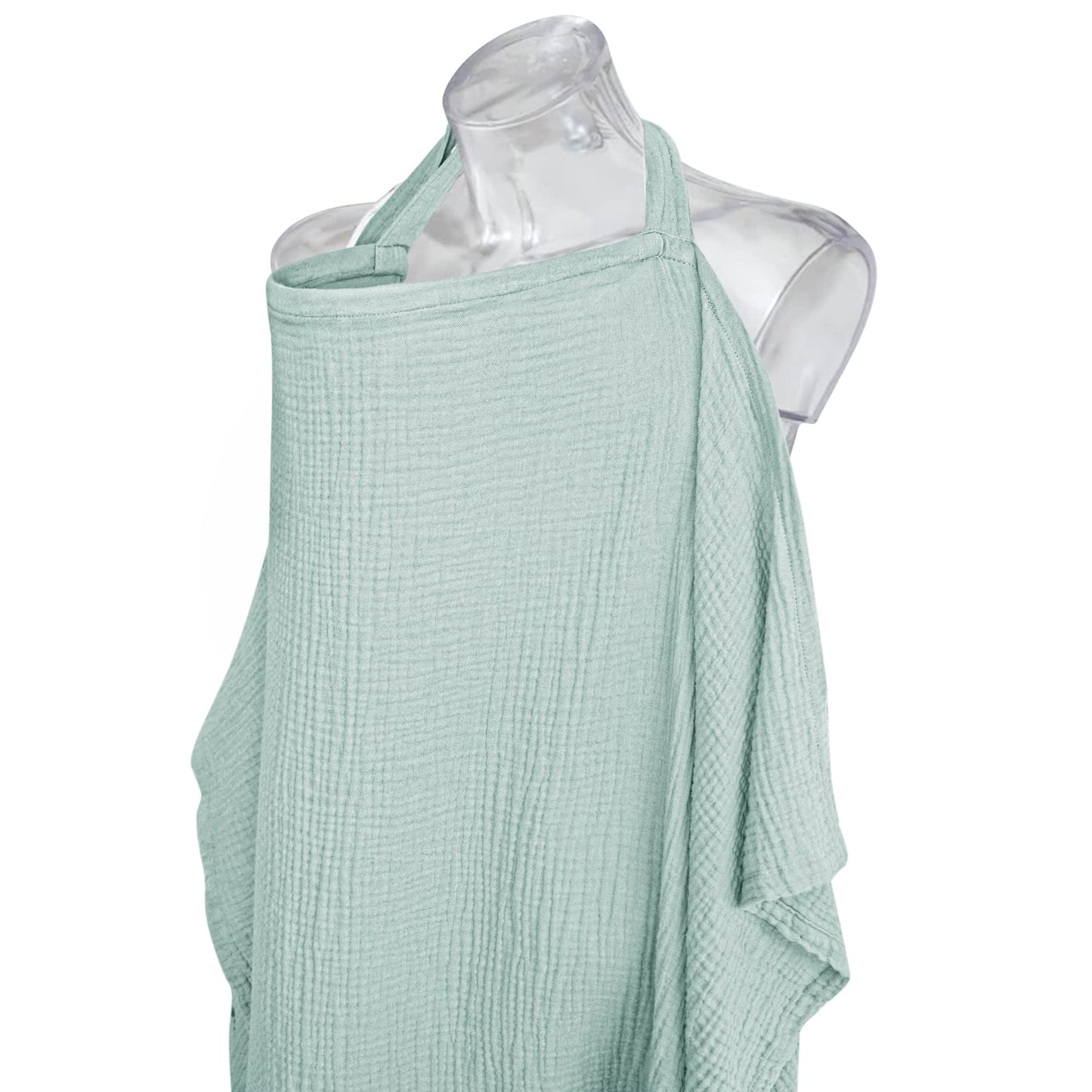 Konssy Muslin Nursing Cover for Baby Breastfeeding, Breathable 100% Cotton Breastfeeding Cover with Rigid Hoop for Mother Nursing Apron, Multi-use Carseat Canopy (Summer Wheat)